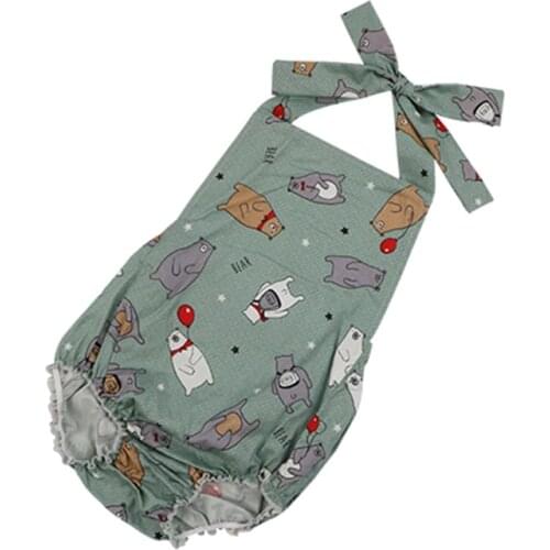 Newborn Infant Baby Girls Clothing Cotton Cartoon Animal Romper Jumpsuit Outfits Romper Sleeveless Baby Girls Clothes