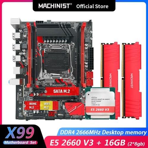 Machinist X99 Motherboard With Xeon E5 2660 V3 2*8GB DDR4 2666HMz Non-ECC Memory Combo Kit Set LGA 2011-3 x99 RS9