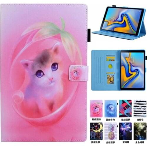 Leather PU Case For Samsung Galaxy Tab A A2 2018 10.5 inch T590 T595 T597 SM-T590 Cover Funda Tablet Fashion Painted Stand Shell