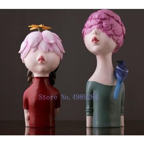 Nordic Creative Retro girl desktop Decorative ornaments living room Modern home decoration accessories christmas decorations
