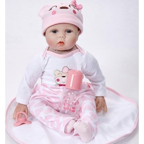 Doll Reborn 55cm Soft Silicone Reborn Baby Dolls Vinyl Toys Big Dolls For Girls 3-7 Years Old Baby Dolls With Blouse Cloth