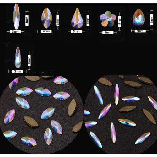MAFANAILS 20pcs Crystal Shiny 3D Nail Art Rhinestones AB Colorful Horse Eye/Waterdrop/FLower/Diamond DIY Decor Charms