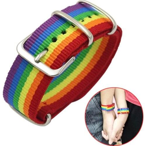 Nylon Rainbow Lesbians Gays Bisexuals Transgender Bracelets for Women Girls Pride Woven Braided Men Couple Friendship Jewelry