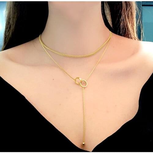 Titanium stainless steel New fashion jewelry 2 layer Roman Number necklace Pendant nice gift for women girl