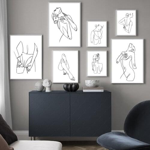 Sexy Woman Body Curve Line Art Poster Nordic Wall Art Print Canvas Painting Minimalist Picture Living Room Bedroom Decor