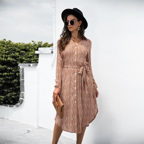 Elegant Leopard Shirt Dress Women Autumn New Single Breasted Casual Loose Sashes Split Knee Length Party Holiday Vestidos Female