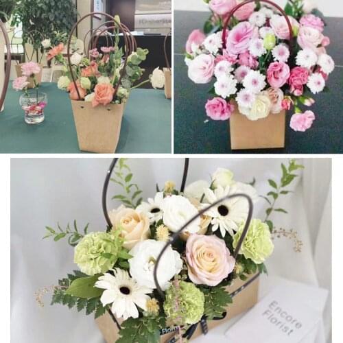 Portable Kraft Handbag Wedding Rose Party Gift Box Packaging For Candy Cake Birthday Flower Box Waterproof Paper Handy Gift Bag