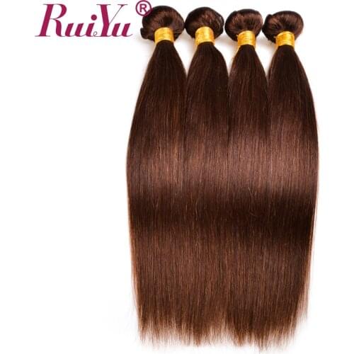 Pre-Colored 2# 4# Brown Hair Bundles Brazilian Hair Weave Bundles 3 Bundle Deals Straight 100% Human Hair RUIYU Non Remy Hair