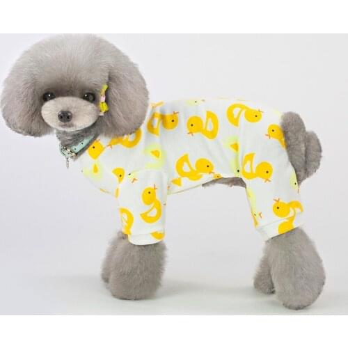 Lovely Casual Cotton Dog Pajamas Coat Small Dogs Puppy Cats Jumpsuit Coat With Duck Pattern Pet Apparel Drop Shipping