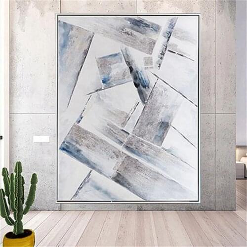 Simple Home Decoration 100% Hand Painted Oil Painting White Tone Abstract Canvas Painting Art Poster Hanging Porch Mural