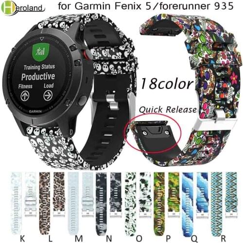 22mm Watch band Quick Release Wrist Band Watch Strap for Garmin Fenix 5 forerunner 935 Easyfit Printed Fashion Sports Silicone