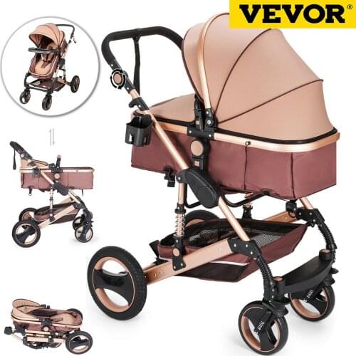 VEVOR Luxurious Baby Stroller 2 In 1 Portable Travel Baby Carriage Foldable Aluminum Frame High Landscape Car for Newborn Baby