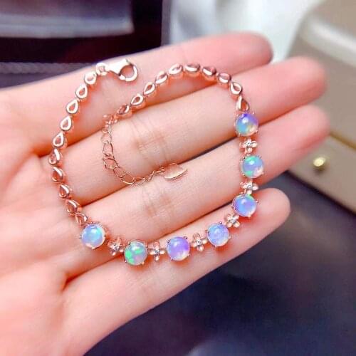 The Best Gift for Your Loved Girl 925 Sterling Silver Fine Jewelry OPal Bracelet Natural And Real Opal Bracelet