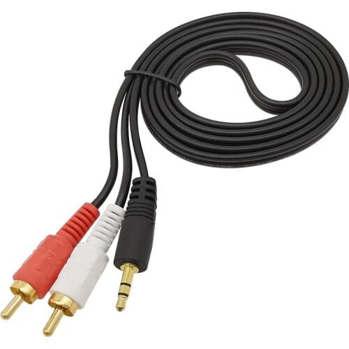 1Pcs 3.5mm Male Plug to Dual RCA Male Plug Cable Stereo PC Audio Speaker Splitter Wire Connector Length 1.5Meters
