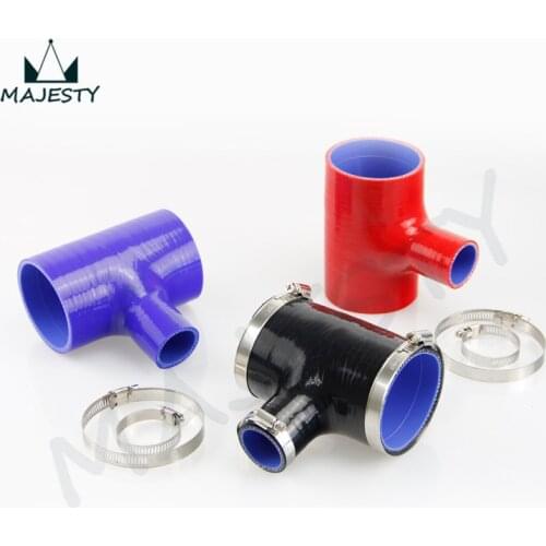 2.75" To 2.75" Silicone Hose 70mm To 70mm T Shape Tube Pipe for 35mm ID BOV 3+Clamps black/blue/red