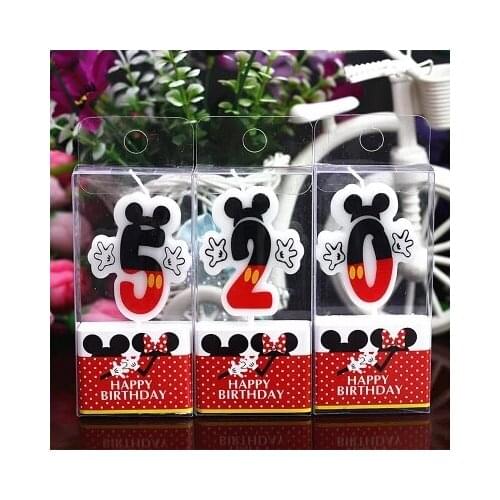 Minnie Mickey Mouse Candles For Happy Birthday Party Decorations 0-9 Number Candles Cake Cupcake Topper Party Supplies Flags