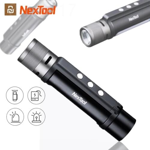 IN Stock Youpin NexTool Flashlight Outdoor 6 in 1 IPX4 Waterproof Audible Alarm Function Emergency PowerBank Portable Light