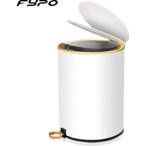 Round Step Trash Can,Stainless Steel Foot Pedal Waterproof Trash Bin,12L Pedal Bins with Lid for Bathroom Toilet Bedroom Kitchen