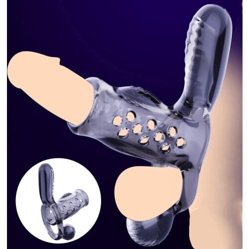 Vibrator Penis Sleeve for Men Silicone Reusable Penis Sleeve Cock Enlarger Extender Delay Ejaculation G spot Clitoris Stimulator
