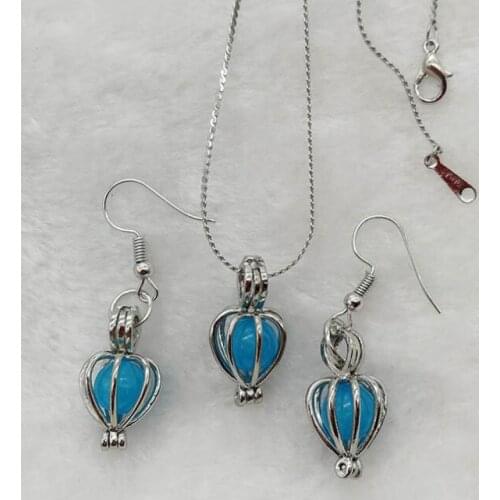 Vintage Silver Dark Glowing Hollow lantern Luminous Beads Necklace Earrings Jewelry Sets For Women Accessories Gifts DIY