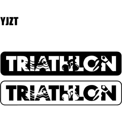 YJZT 17.7CM*7.9CM Triathlon Sports Swimming Cycling Running Creative Vinyl Decal Car Whole Body Decoration Stickers C31-0479