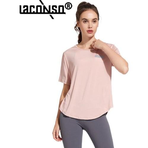 LACONSO Womens T-shirt Sports Top Polo Tank Jersey Runing Gym Yoga Fitness Sleeve Uniform Summer Angels Equipment Large Size