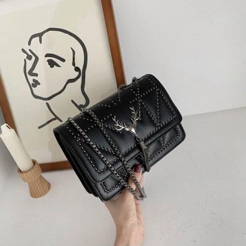 Rivet Chain Women Brand Designer PU Leather Luxury Crossbody Bags Handbags Wallet Female Shoulder Fashion Bag