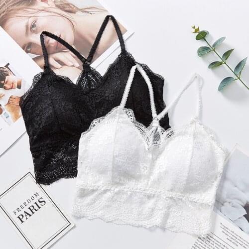 2020 New Arrival Fashion Casual Women Lady Floral Lace Strap Bras Tops Tube Chest Wrap Bandeau Underwear Black White Tube Top