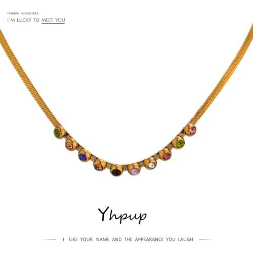 Yhpup Fashion Rainbow Chain Necklace Women Stainless Steel 18 K Plated Metal Collar Necklace Bijoux Femme Accessories Gift 2021