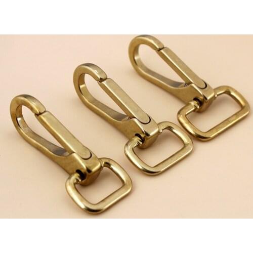 1 piece Solid brass snap hook swivel eye push gate trigger clasp for Leather Craft bag strap belt webbing pet dog leash clip