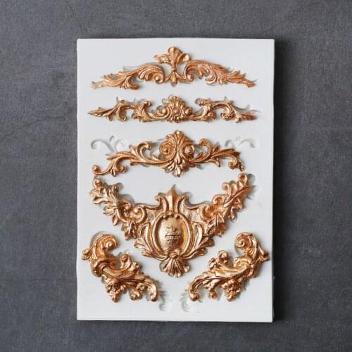 1PCS 3D Silicone Fondant Mold Retro Relief Border DIY Chocolate Cake Candy Crown Decorating Tools Kitchen Baking Pastry Decor