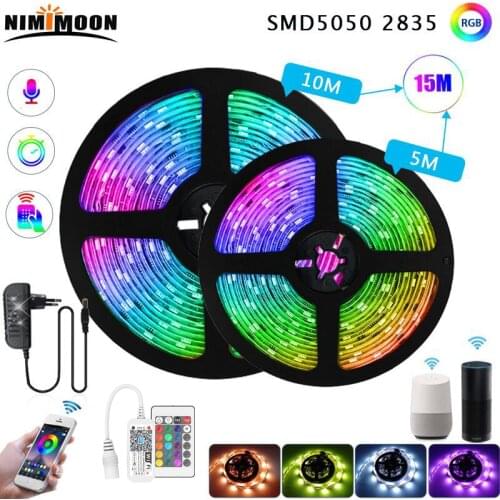 10M 20M 30M Led Strip SMD 5050 2835 DC12V Wifi Remote Control Non-waterproof For Home&Room Decrate RGB Flexible Diode Tape Led