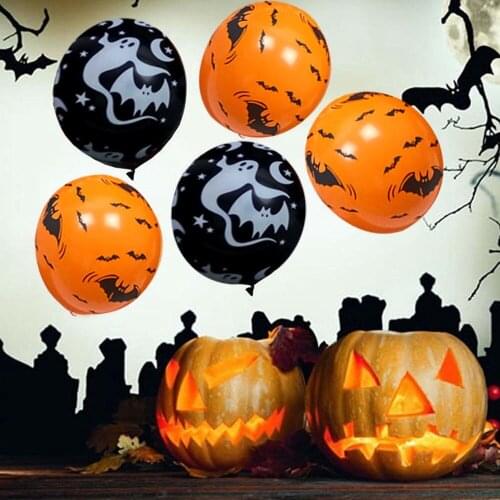 10pcs 12inch Halloween Helium Balloons Black Orange Latex Balloon Pumpkin Skeleton Halloween Party Decoration Kids Toy Bar Decor