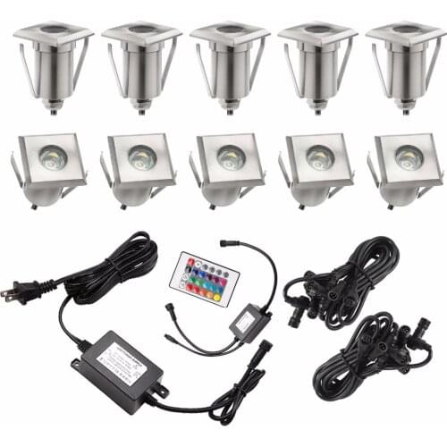 10PCS 42mm 70 LM Concrete Patio Lighting Square Recessed Deck Lights for Deck Steps Warm White Cold White Blue RGB DC12V F107A