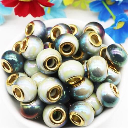 10pcs Big Round Loose European Beads Crystal Glass Beads Fit Pandora Charms Bracelet Bangle For DIY Jewelry Making Accessories
