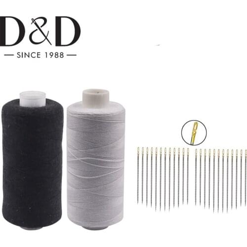 2pcs 500M Polyester Sewing Threads Spools &12Pcs Self Threading Needles Sewing Needles Fabric Craft DIY Quilting Sewing Supplies