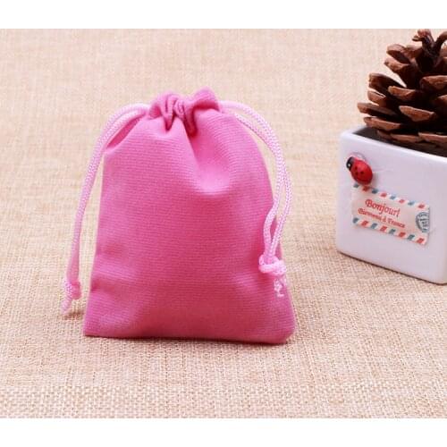 50pcs/lot Pink Color Velvet Bags 9x12cm Pouches Jewelry/MP3 Packing Bags Christmas/Candy/Wedding Gift Bags Free Shipping