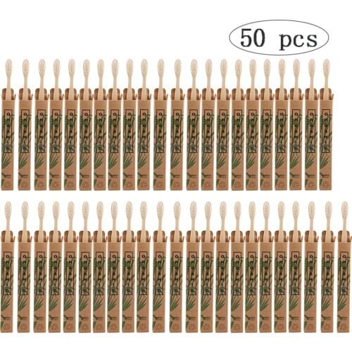 50pcs/lot Natural Bamboo Toothbrush Wood Toothbrushes Soft Environmentally Oral Care Health Tool Bristles White Tooth Brushes