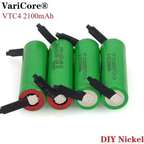 6PCS VariCore New 100% Original 3.6V 18650 VC18650VTC4 2100mAh VTC4 20A 30A Discharge Rechargeable battery Welding Nickel Sheet