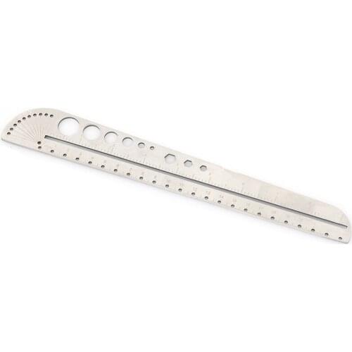 ABSF Multifunction Ruler Compasses Protractor Stainless Steel Hexagon Ruler Scale Tool