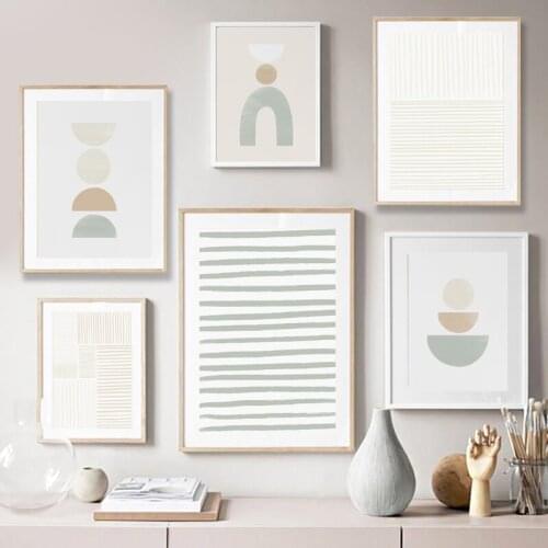 Abstract Irregular Graphic Canvas Painting Pastel Sunshine Colors Poster Line Arc Wall Picture Living Room Bedroom Decoration