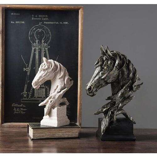 Sculpture Horse Head Abstract Ornaments Decoration For Home Handcrafts Figurine Miniature Model Desk Decor Accessories Statue