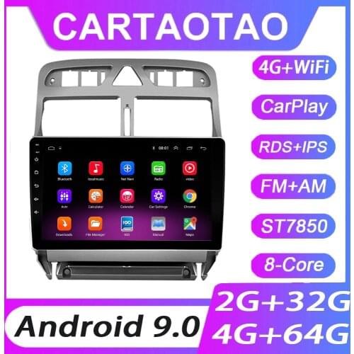 4G + 64G Android 9.0 Car DVD Player For Peugeot 307 307CC 307SW 2002-2013 Car Radio GPS Navigation CarPlay RDS IPS Player 2DIN