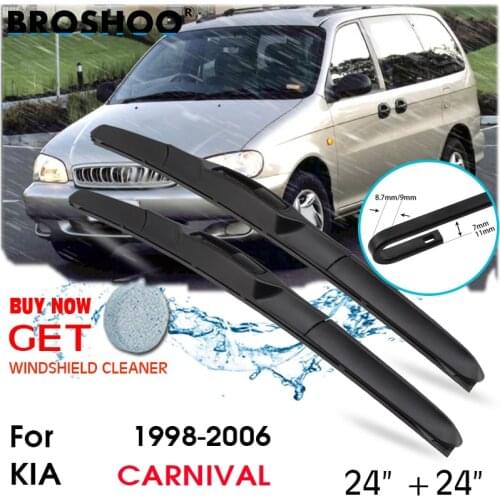 Car Wiper Blade Front Window Windscreen Windshield Wipers Blades J hook Auto Accessories For KIA CARNIVAL 24"+24" 1998-2006