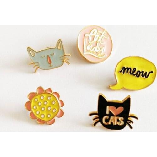 Carton Lovely Cats Meow Brooches Pins Animal for Girls Party Suit Lapel Pin Badge Brosh Garment Clothing Accessory