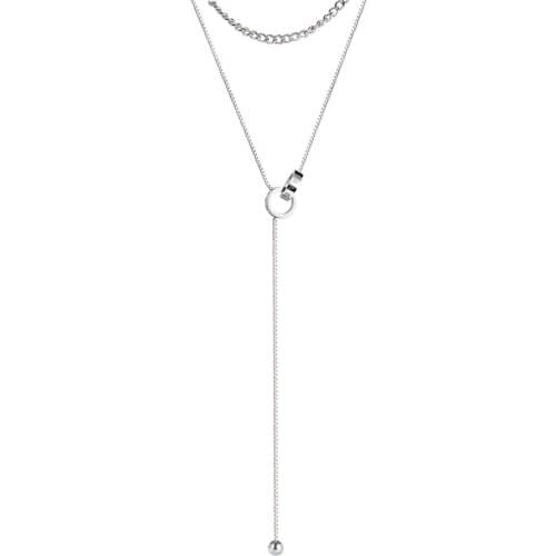 Fashion Stainless Steel Womens Neck Chain Kpop Round Pendants Bff Layered Necklaces 2000s Aesthetic Accessories Sweater Chains