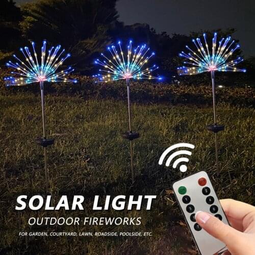 Solar Fireworks Lights Outdoor 90 LEDS 2/8 Modes Waterproof Lights Warm/White/RGB Lawn Lamps for Garden Corridor Yard Garage
