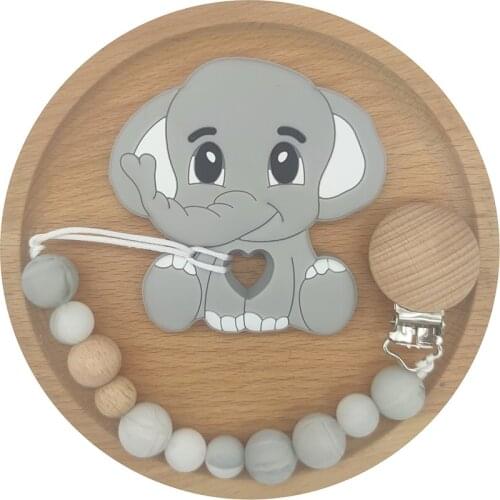 BPA Free Silicone Baby Teether Set Food Grade Tiny Rodent Baby Teething Toy Chewing Lovely Elephant Pacifier Clips Teething Toy