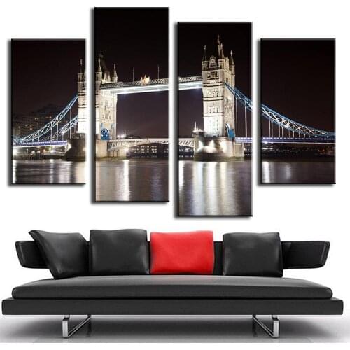 JIE DO ART 4 Pcs/Set Combined Paintings London Bridge Canvas Wall Art Picture Modern Poster Art Home Decoration Unframed