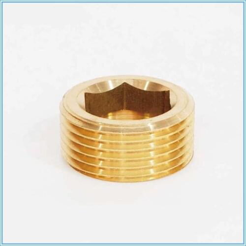 Brass fittings Gold Tone 1/8" 1/4" 3/8" 1/2" 3/4" Male Thread Dia Internal Hex Socket Head Pipe Plug Fitting copper Connector